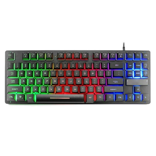 Clavier Manipulateur de Jeu Multimédia Étanche Filaire Rétroéclairé USB à 87 Touches pour Jeux sur Portable PC