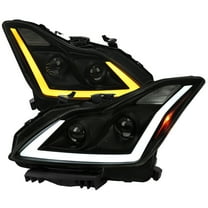 Spec-D Tuning Black Smoke Projector Headlights w/ LED Sequential Turn Signal and Startup Animation Compatible with 2008-2015 Infiniti G37, Q60 2DR Coupe, Left   Right Pair Headlamp Assembly