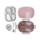 thumbnail image 4 of Fiambrera de acero inoxidable para trabajadores de oficina, compartimento para cantimplora para niños, fiambrera aislada (tazón de sopa de cuatro rejillas rosa y morado, lonchera individual), 4 of 8