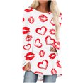 thumbnail image 2 of Pimelu Valentines Day Shirts Women Womens Valentines Day Tops Spring Long Sleeve Crewneck Pullover Tunic Blouses Fashion Heart Print Graphics Valentine Day Sweater Sweatshirts, 2 of 5