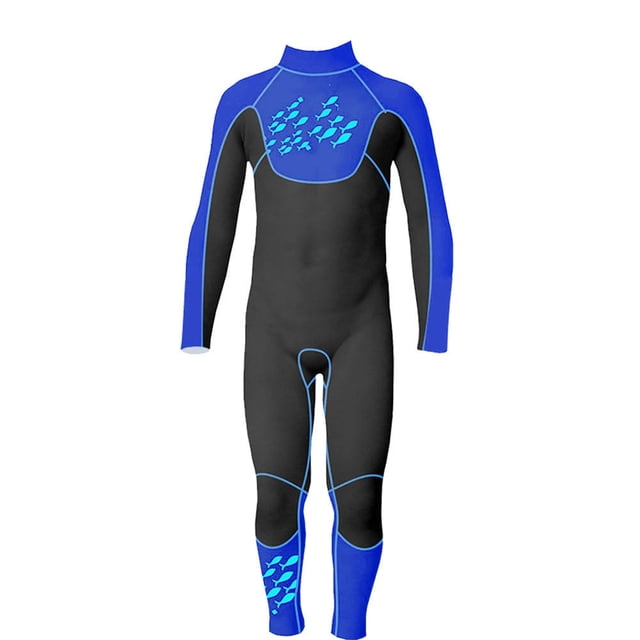 Traje de baño Traje de buceo de surf de manga larga Traje de baño para nadar para niños (negro y azul XXL)