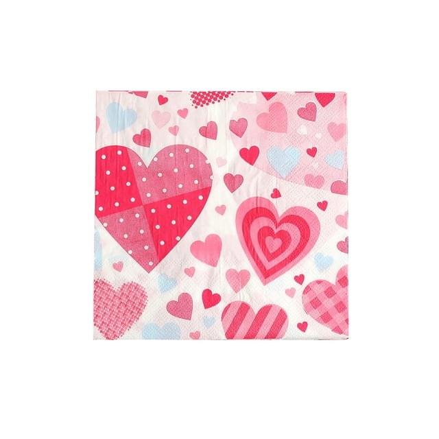 Decoraciones de la Fiesta de Cumpleaños Día de San Valentín Servilletas Impresas Desechables 16.5x16.5cm Toallas de Cara de Papel Multicolor Decoraciones de la Fiesta Del Té