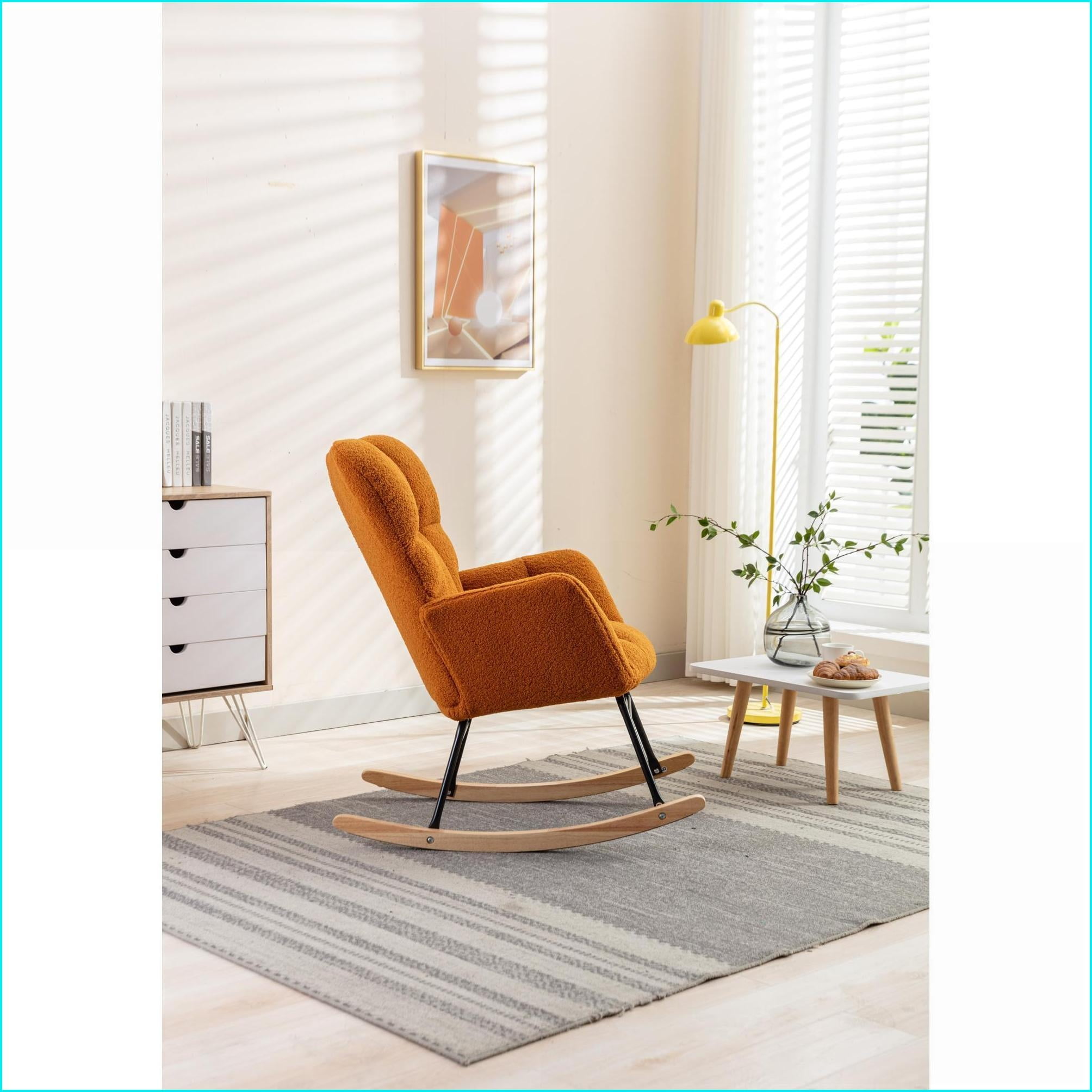 Rocking Glider Chair, Caramel Teddy Fabric Nursery & Living Room Chair | Teddy | Foam