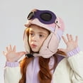 thumbnail image 2 of Karoyedx Kid Scarf Outdoor Fleece Lined Warm Hat For Boys And Girls With Ear Goggles Integrated Hat Pink Size,One Size, 2 of 7