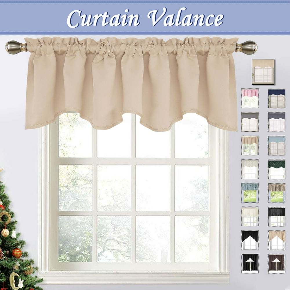 Home Beige Blackout Window Valance For Kitchen 52 X 18 Minimalism