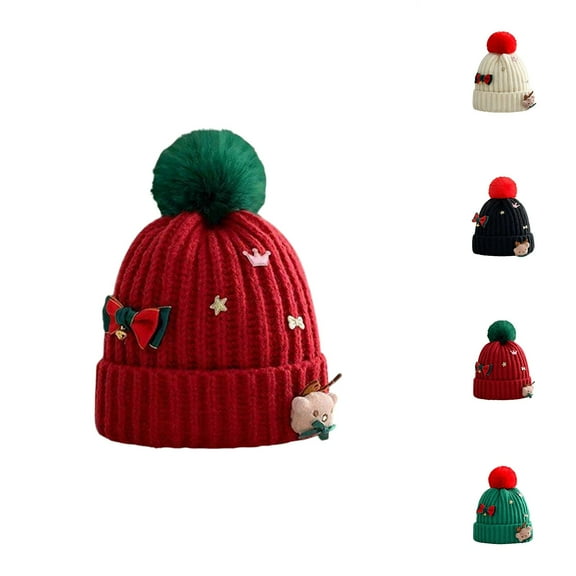Felirenzacia Christmas Knit Elf Hat, Classic Thick Fuzzy Santa Hat, Christmas Party Gift, Unisex Santa Claus Beanie Hat with Pom