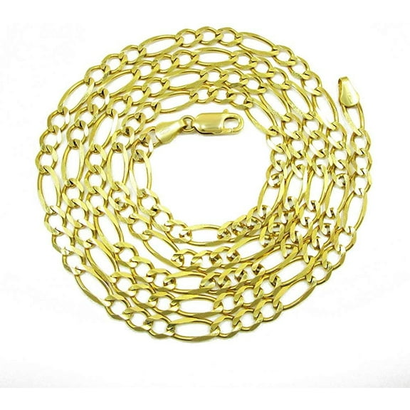 10K Yellow Gold 5.5mm Solid Figaro Chain, FREE Microfiber Cloth, Link Mens Womens Necklace, Giorgio Bergamo