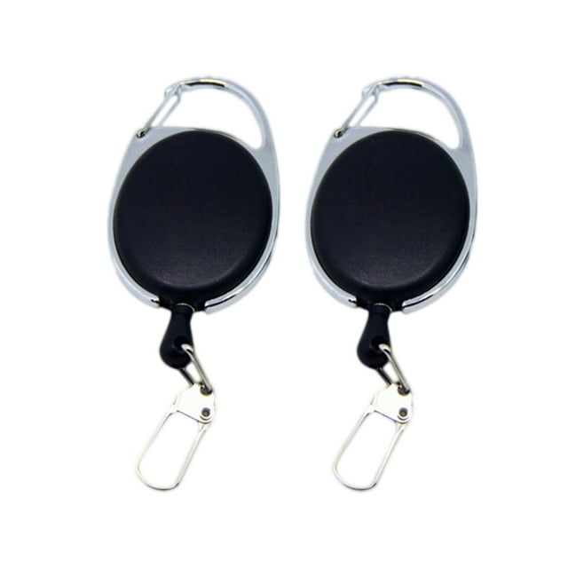 2 Pcs Porte-Clés Rétractables Haute Élasticité Anti-Perte Porte-Clés Rétractable Enrouleur de Badge Câble en Acier Anneau de Clé (Noir)