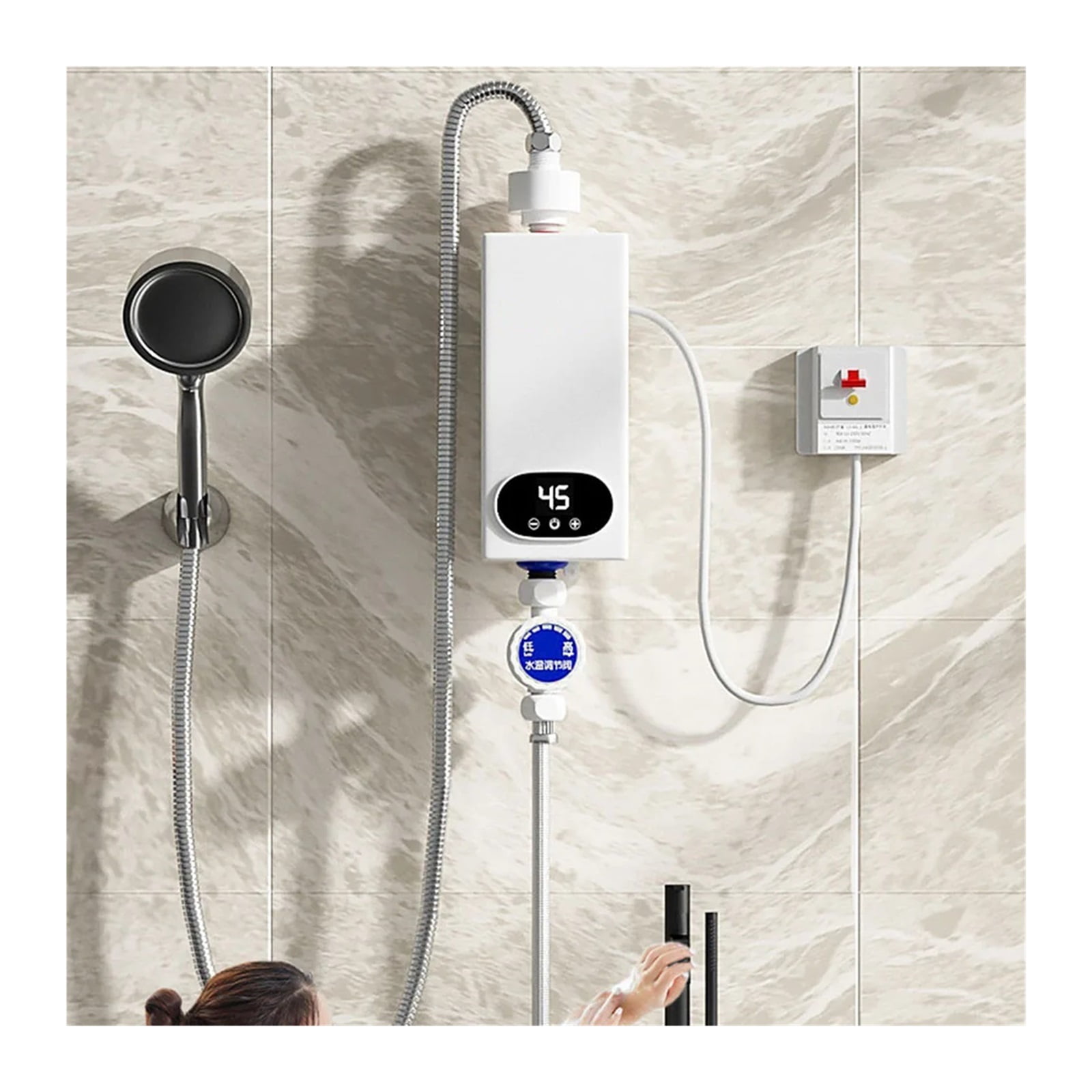 5500W Tankless Water Heater Electric Electric Water Heater Digital Display Instant Hot Water Heater LCD Touch Screen ,Compact Design