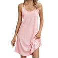 thumbnail image 2 of Womens Fashion Fallow Sleeveless Round Neck Solid Color Suspenders Dresses, 2 of 6