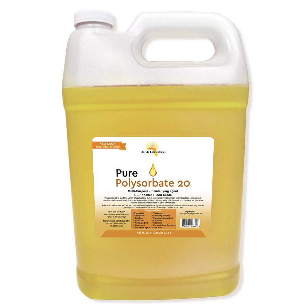 Polysorbate 20, Solubilizer, USP Kosher, Food Grade, 1 Gallon Bottle