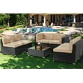 thumbnail image 4 of Danrelax 7-Piece Outdoor Sectional Sofa Patio Conversation Set, PE Rattan Wicker Furniture, Steel Frame, Brown w/ Black Rattan, 4 of 9