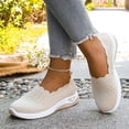 thumbnail image 4 of Women's Hollow Knitted Slip On Walking Shoes Comfortable Breathable Mesh Shoes Lightweight Sneakers Soft-Soled Flat Shoes, 4 of 9