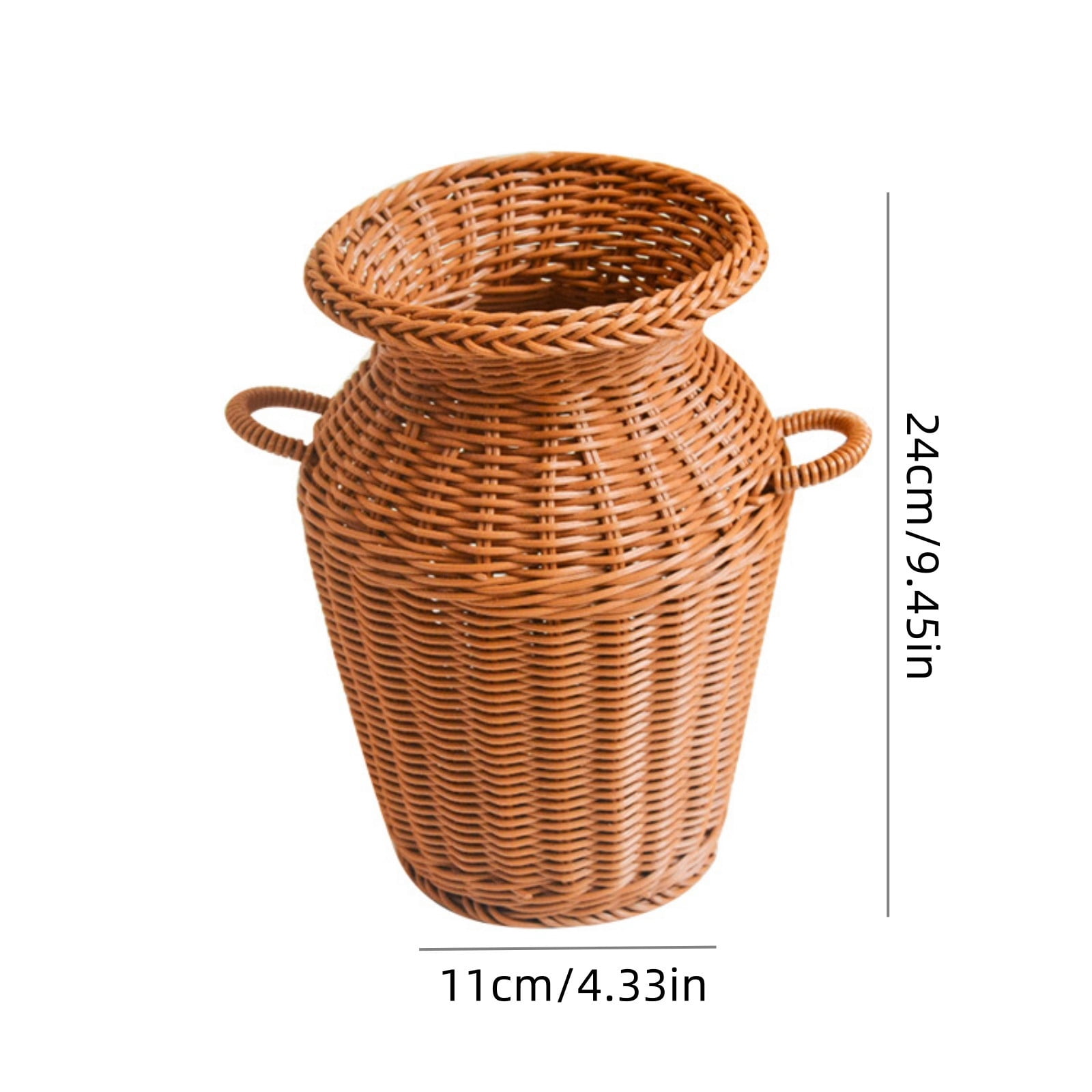DAMAI Creative Rattan Woven Vase 9 Inch Brown Decorative Flower Basket Rustic Flower Vase Hand Woven Dried Flower Vase for Home Decoration