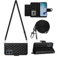 thumbnail image 6 of SaniMore Case for Motorola Moto G 5G 2023/G Power 2023, PU Leather 3D Lattice Stylish for Girls Crossbody Lanyard Kickstand Card Slots Cash Pocket Magnetic Protective Shockproof Wallet Shell, Black, 6 of 9