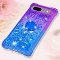 thumbnail image 5 of Clear Case for Google Pixel 7a with Kickstand for Girls Women, Liquid Glitter Sparkle Bling Cute Case Gradient Quicksand Cover for Google Pixel 7a JB Purple Navy, 5 of 15
