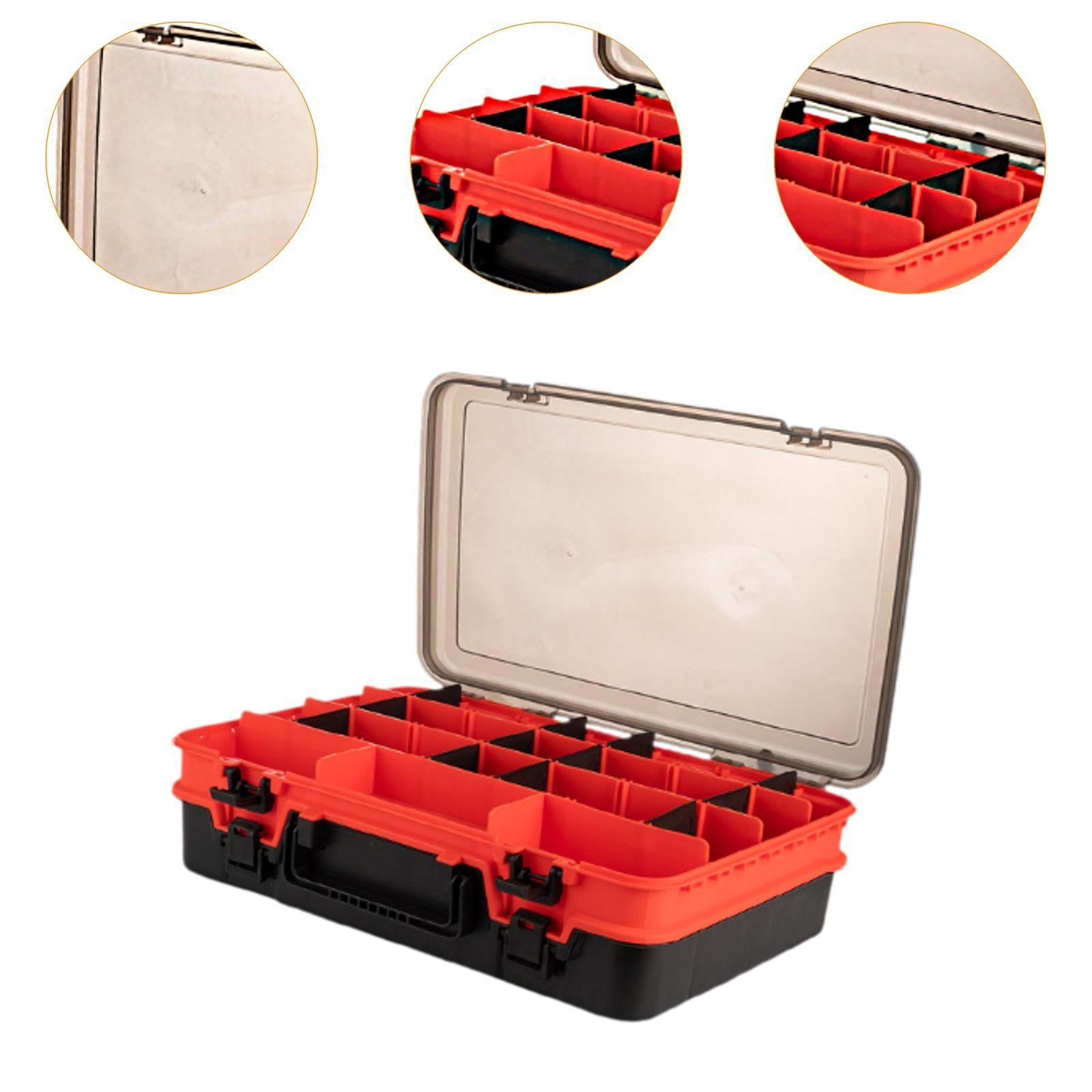 Wswqop Baits Storage Box Fishing Tackle Organizer with Removable Dividers Multifunction Orange