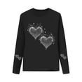 thumbnail image 2 of Girls Long Sleeve Sparkle Shirt with Heart Rhinestone Design, Stretchy Glitter Top for Kids Girls 2-14 Years, Black,Size 7-8 T, 2 of 6