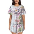 thumbnail image 1 of Balery Vintage Rose Conjunto de Pijama para Mujer con Estampado, Dos Piezas de Manga Corta y Shorts, Ropa de Dormir Suave con Cuello Redondo y Bolsillos-Small, 1 of 6