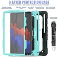 thumbnail image 2 of Dteck Case For Samsung Galaxy Tab S7 FE 2021 12.4-inch SM-T730/T736B,Shockproof Rubber 3-Layer Protection Hybrid Hard Kickstand Case Cover for Galaxy Tab S7+ T970/T975 with Shoulder Strap,Mint+Black, 2 of 7