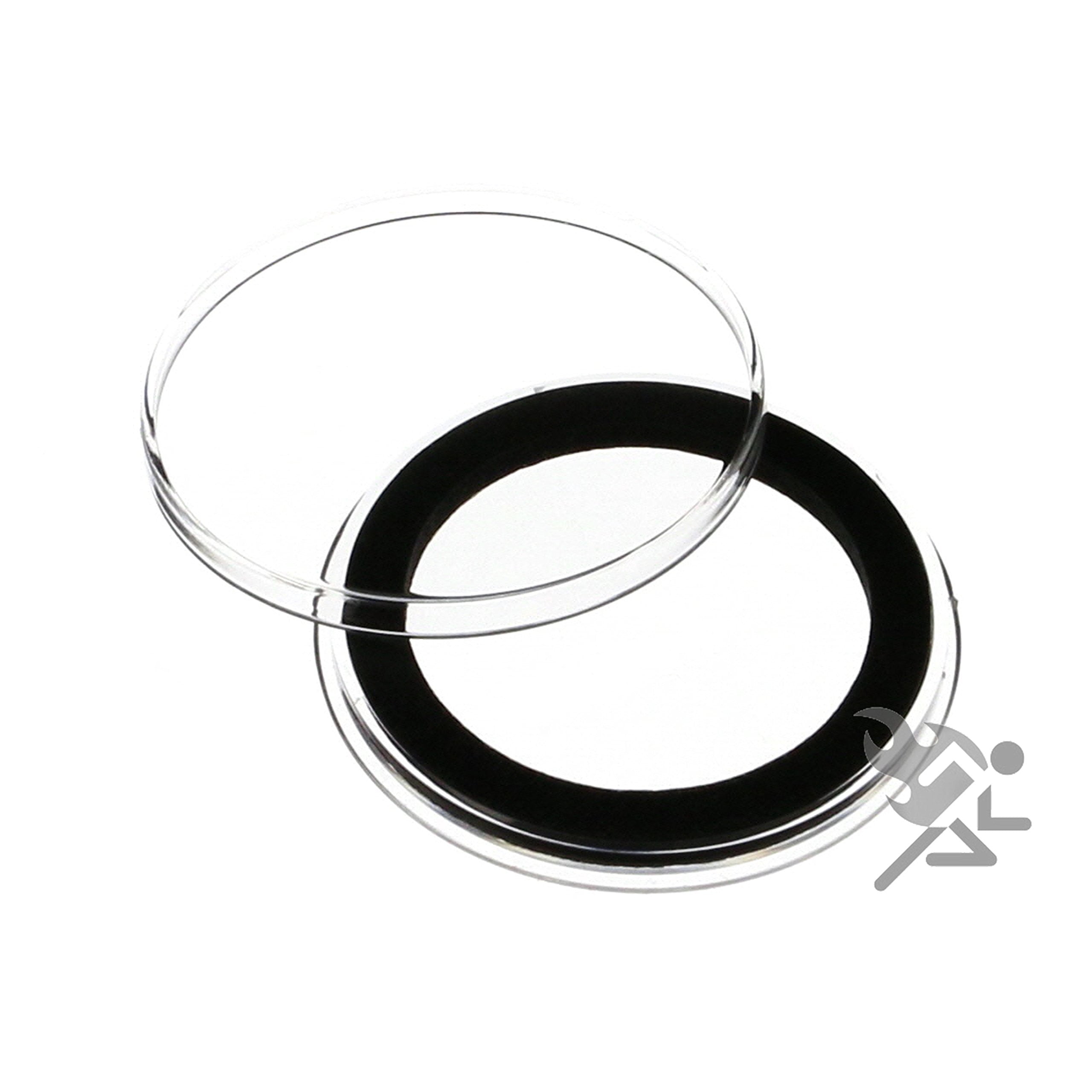 15 Air-tite X44mm Black Ring Ring Coin Holder Capsules for 1.75 Military Challenge Coin and 1oz Silver Lunar Series 2
