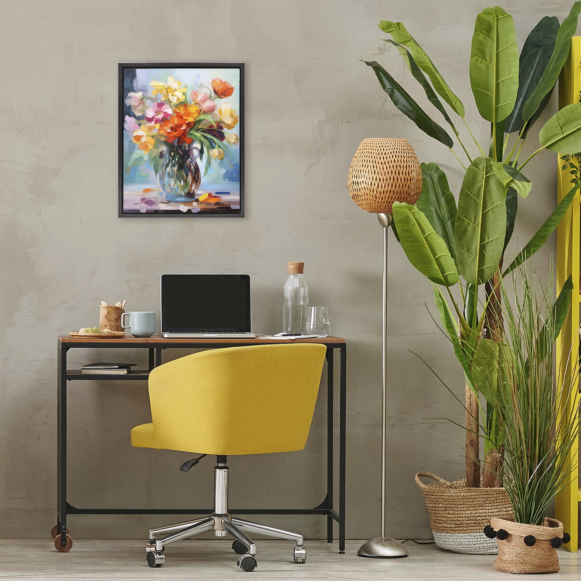 Stupell Industries Dreamy Bouquet of Vibrant Blooms Black Framed Floater Canvas Wall Art, design by Creative Studio