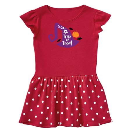 

Inktastic Halloween Trick Or Treat Witch Hat Bats Stars Gift Toddler Girl Dress