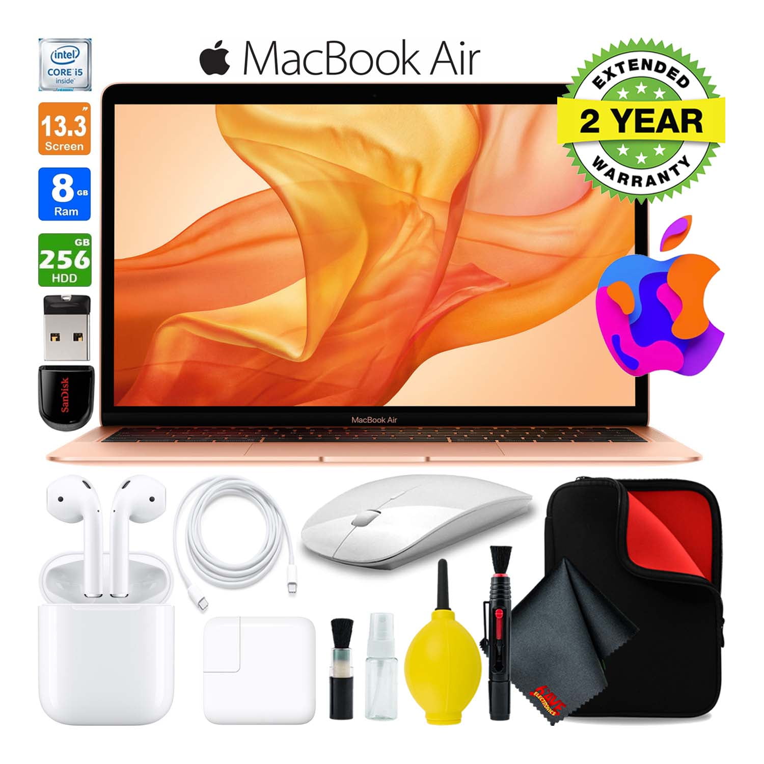 Apple MacBook Air 13 Inch 256GB (2018, Gold) (MREF2LLA) Fully Loaded Bundle (New-Open Box) Apple MacBook Air 13 Inch 256GB (2018, Gold) (MREF2LLA) Fully Loaded Bundle (New-Open Box)