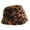 Brown, variant on 2-6 Years Girls Hat Furry Faux Mink Fur Leopard Solid Color Flat Top Fisherman Cap Autumn Winter Short Brim Bucket Hat for Outdoor