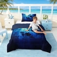 thumbnail image 3 of Manfei Ocean Orca Twin Comforter Sets for Kids Boys and Girls, Marine Life Print Bedding Set, Navy Reversible 2pcs, 1 Comforter and 1 Pillowcase, 3 of 6