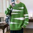 thumbnail image 4 of YLSDY Japanese Retro Color Block Pullover Sweater Men Fashion Fall Winter Round Neck Sweater Knit Sweater Green XXL, 4 of 4