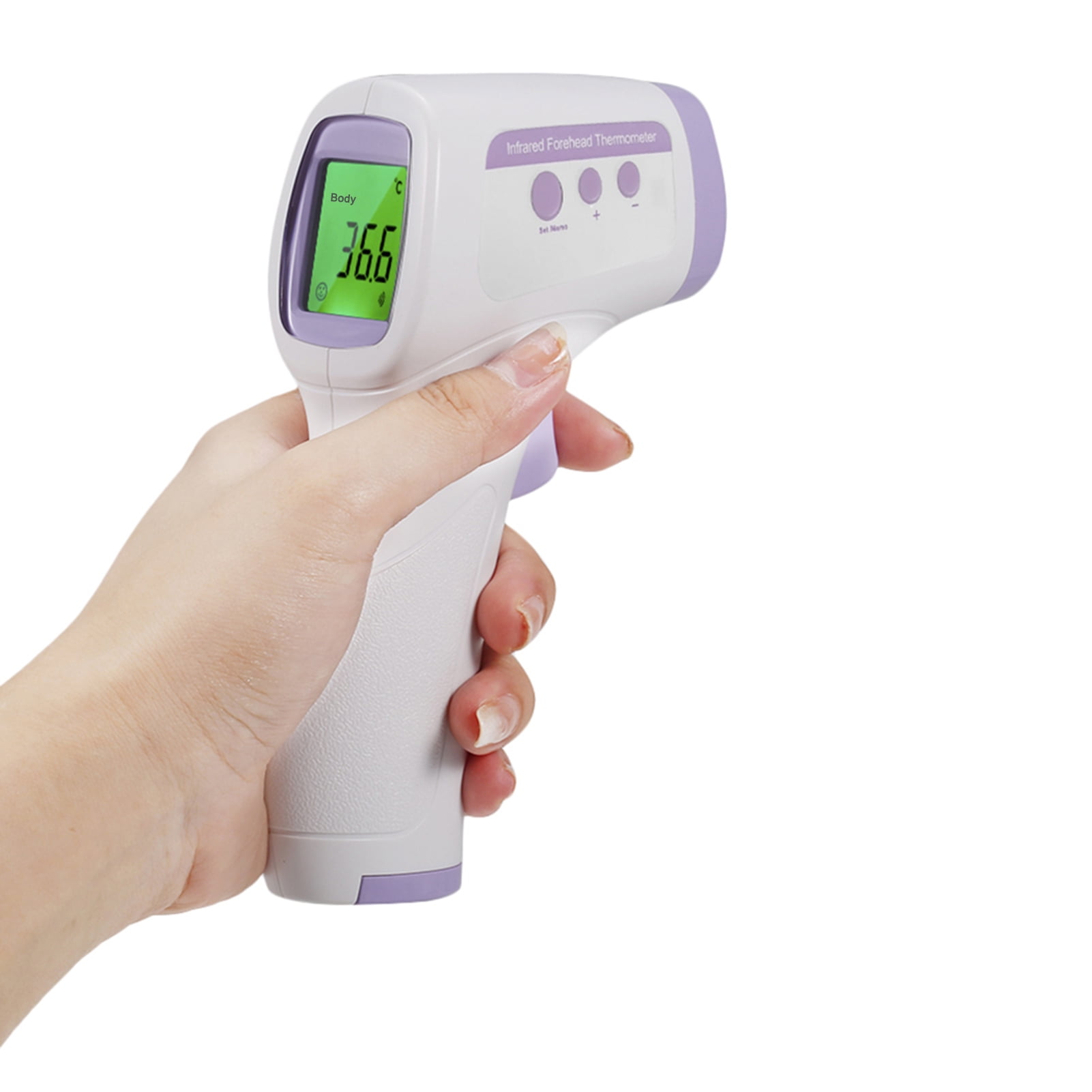 Non-Contact Digital Infrared Thermometer Handheld Temperature Meter with Fever Alarm for Children Adults Dual Temperature Mode 3-Color Backlight 32-Group Data Storage Walmeck Forehead Thermometer 