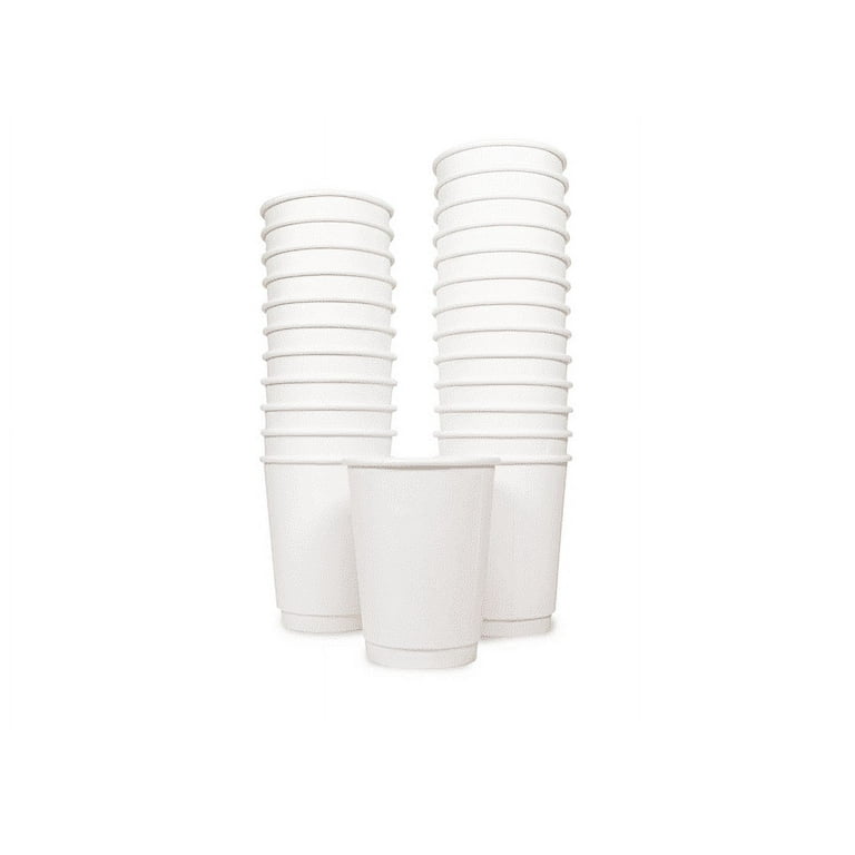 16 oz White Double Wall Insulated Disposable To Go Coffee Cups [500 Counts]  Perfect for Chocolate Tea, Espresso, and Cocoa Drinks