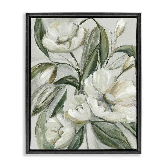 Stupell Industries Bountiful Apple Blossoms Plants & Flowers Painting Black Floater Framed Canvas Art Print Wall Art, 17 x 21