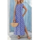 thumbnail image 3 of Vestido largo Zeagoo azul con estampado floral para mujer de algodón con bolsillos, 3 of 7