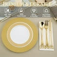 thumbnail image 4 of FOCUSLINE 140 Piece Gold Dinnerware Set for 20 Guests, Including Plastic Plates with Gold Grid Rim, Silverware, Cups and Napkins, Fancy Plastic Plates Disposable Set for Weddings Parties, 4 of 6