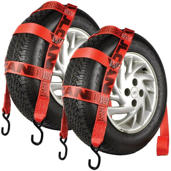 VULCAN Wheel Dolly Tire Strap - S Hooks - Basket Style - 78 inch - 2 Pack - Red - 1665 Lbs SWL