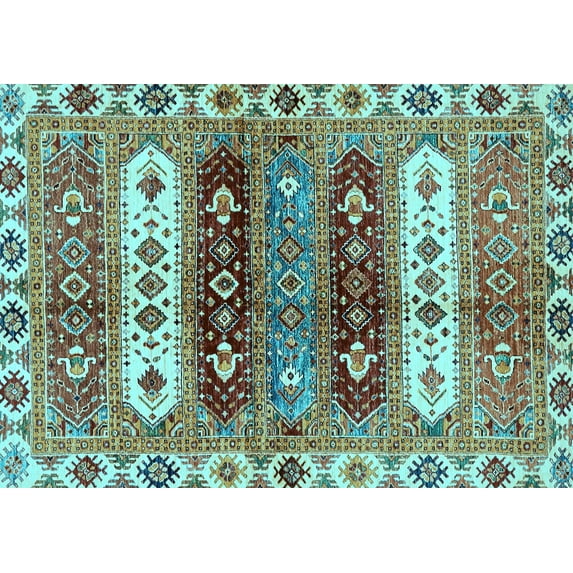Ahgly Company Indoor Rectangle Abstract Light Blue Modern Area Rugs, 8' x 12'
