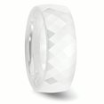 thumbnail image 4 of Ceramic White 8mm Wedding Band Ring Man Classic Faceted Domed  For Dad Mens  For Him, 4 of 10