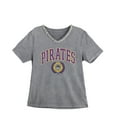thumbnail image 5 of Women's Gameday Couture Gray ECU Pirates Iconic Edge Rhinestone V-Neck T-Shirt, 5 of 7