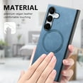 thumbnail image 6 of Case for Samsung Galaxy A54 5G Magnetic Compatible with MagSafe, Slim Luxury Skin-Feel PU Leather Non-Slip Grip Shockproof Bumper Cover Magnetic Support Car Mount Phone Case for Galaxy A54 5G, Blue, 6 of 10