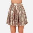 thumbnail image 2 of Sequin Mid Waist Mini Skirt Women Flared Skirt Glitter Sequin Sparkle Dress Fashion Dress, 2 of 6