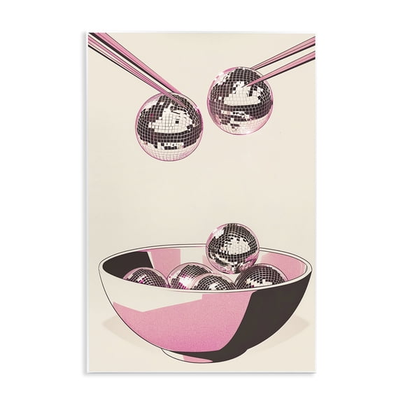 Stupell Industries Disco Bowl Meal with Chopsticks Fashion Painting Unframed Art Print Wall Art, 10 x 15