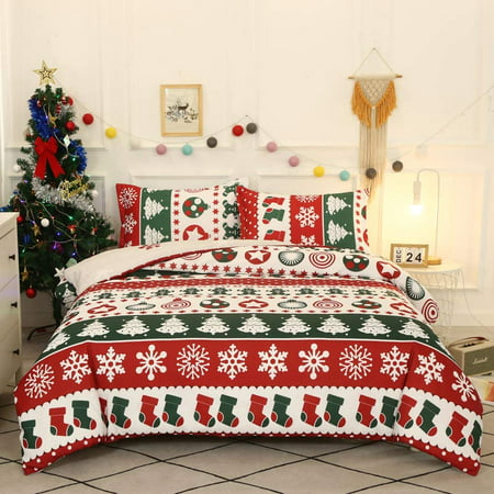 Christmas Comforter Cover King Size Santa Snowflake Print Duvet New Year Xmas Home Decor Bedding Set Soft Brushed Microfiber Hotel Collection Merry Theme With 2 Pillowcases Canada - Home Decorators Collection Duvet Set