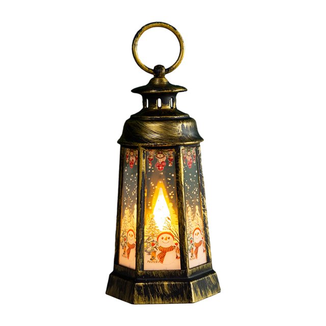 Lámpara de noche con forma de linterna navideña para niños, adorno LED de mano, luz de noche para Muñeco de nieve de bronce