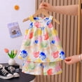 thumbnail image 3 of CAICJ98 Toddler Baby Summer Clothes Girl 3 6 12 18 Months 2T 3T 4T 5T Girls Outfits Cute Dinosaur Tank Tops+Shorts Outfits Lightweight Elastic Cotton Short Sets (Yellow,18-24 Months), 3 of 7