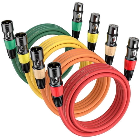 EBXYA XLR Cables 4-Pack 6ft, Color-Coded Balanced Set & Tangle-Free for Multi-Mic Setup, Home Studio & Podcast