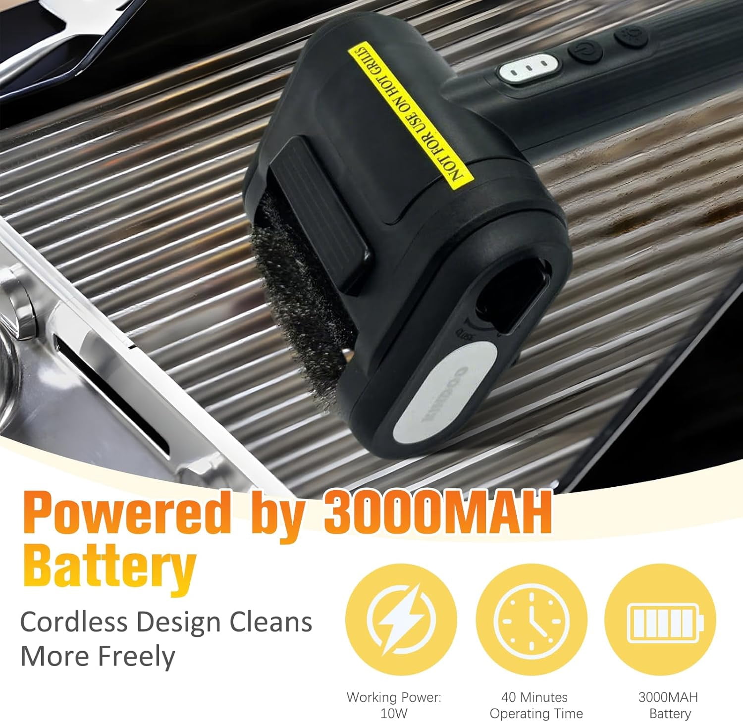 Electric Grill Brush Bristle for Outdoor Grill, Grill Cleaning Brush Rechargeable BBQ Cleaner Brush Head,Safe Grill Brush with Scraper for Cast Iron Stainless-Steel Grates,Black