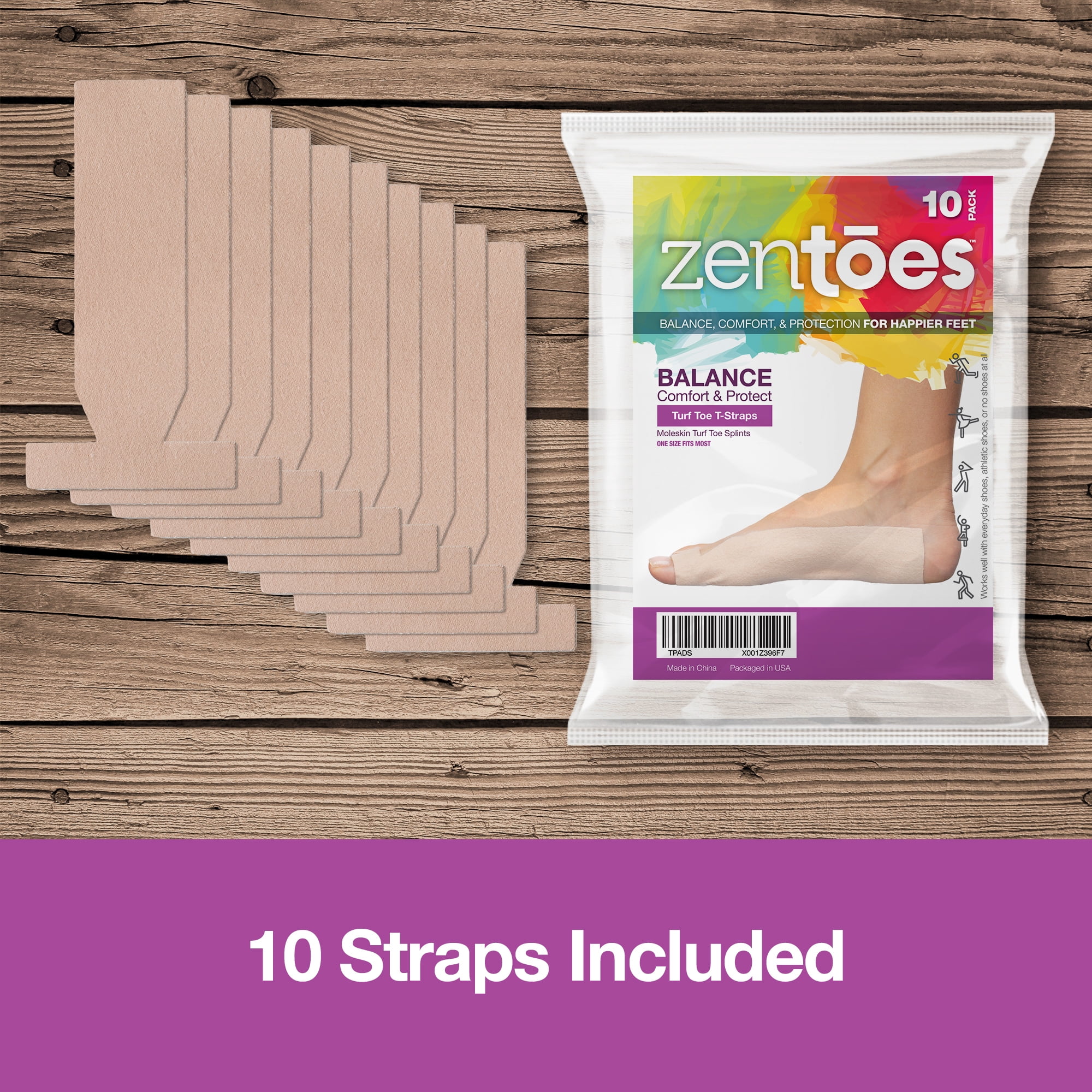 Zentoes Turf Toe T Straps 10 Pack Moleskin Splints For Big Toe Injuries Adhesive Toe Straighteners Walmart Com Walmart Com