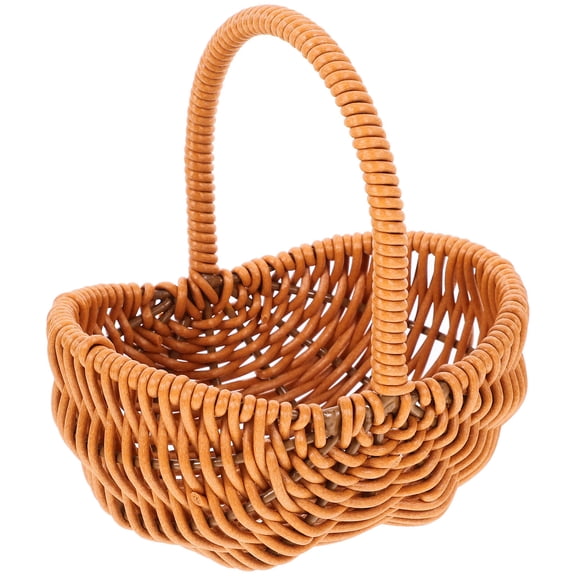 ibasenice Hand Woven Light Brown Portable Basket with Handle for Home Decor, Storage, and Small Item Organization